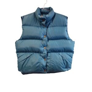 VTG L.L. Bean Goose Down Puffer Vest Teal Blue women's Sz Small Gorpcore Outdoor